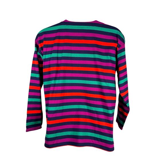 Lands End Top Women Large 14-16 Colorful Striped Cotton Lace-up Tunic Resortwear - Picture 5 of 16